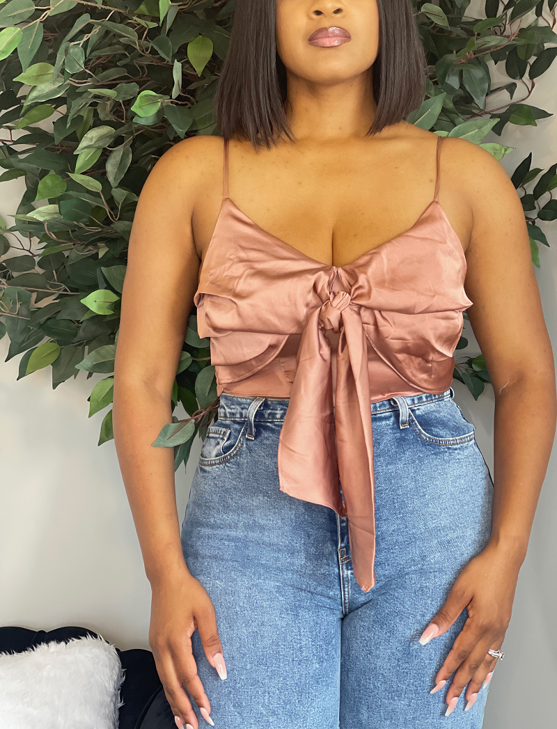 Satin Tie Statement Crop