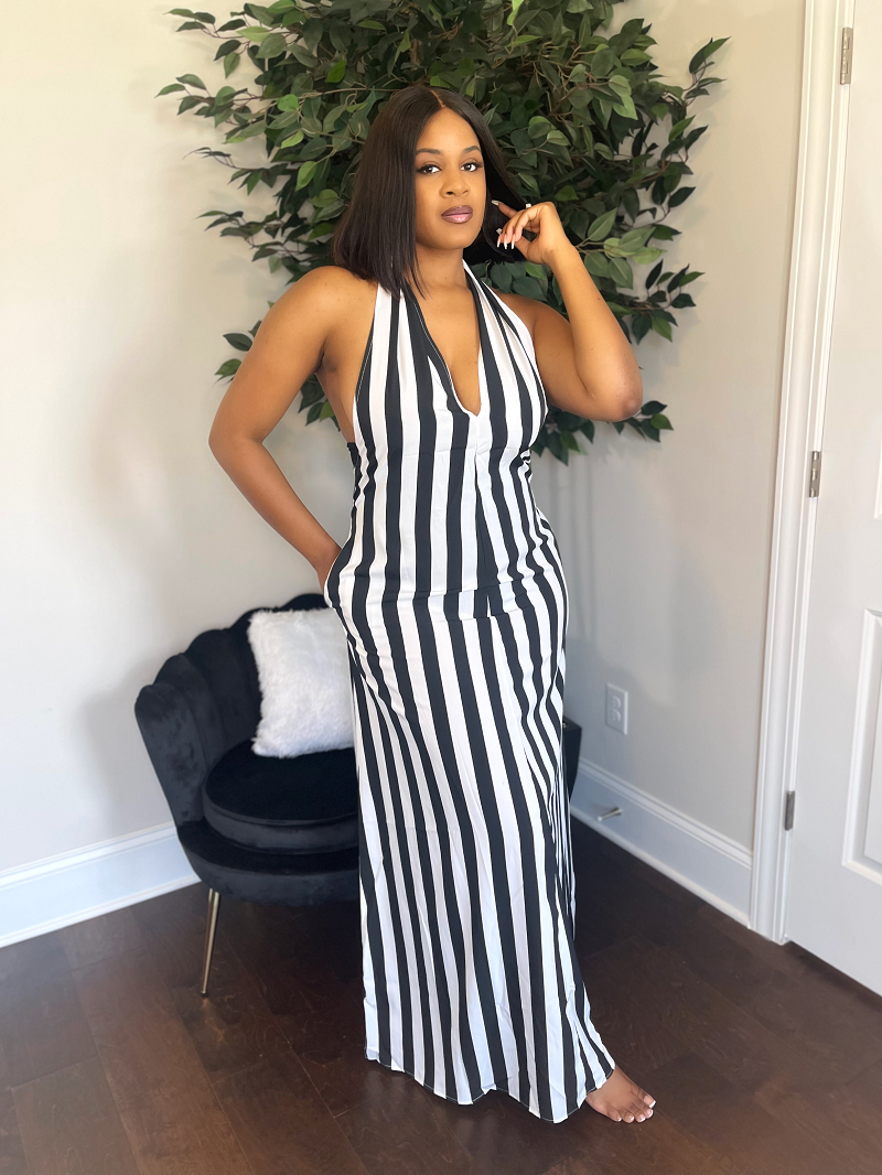 Stripe Me Halter Dress